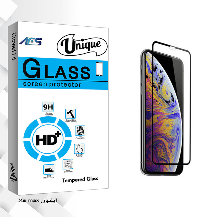 محافظ صفحه نمایش شیشه ای ای اف اس مدل Unique Glass مناسب برای گوشی موبایل اپل iPhone Xs max