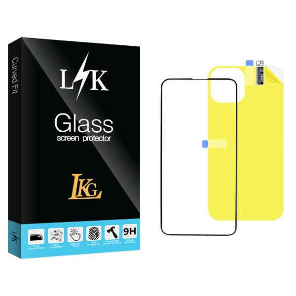 محافظ صفحه نمایش شیشه ای ال کا جی مدل LKK مناسب برای گوشی موبایل اپل iPhone 13  به همراه محافظ پشت گوشی