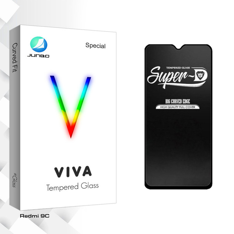 محافظ صفحه نمایش شیشه ای جانبو مدل Viva Glass Super-D مناسب برای گوشی موبایل شیائومی Redmi 9C