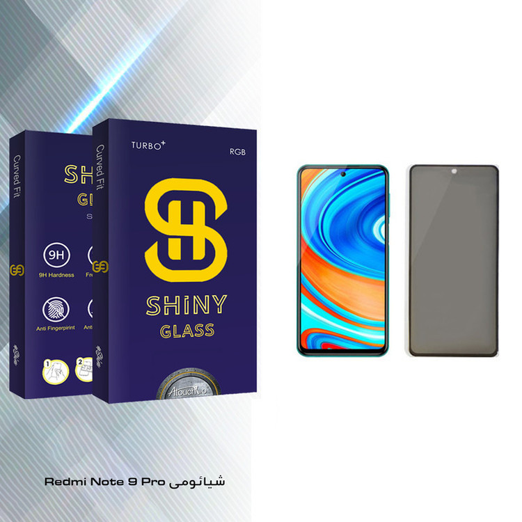 محافظ صفحه نمایش حریم شخصی آتوچبو مدل Shiny Glass مناسب برای گوشی موبایل شیائومی Redmi Note 9 Pro