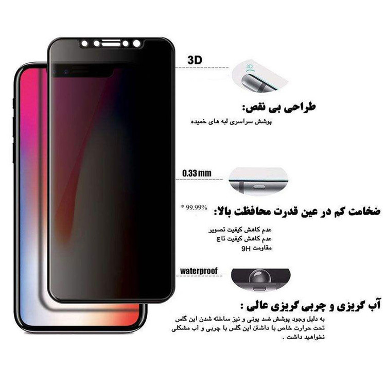 محافظ صفحه نمایش حریم شخصی گودزیلا مدل GGP مناسب برای گوشی موبایل اپل iPhone 12 Pro