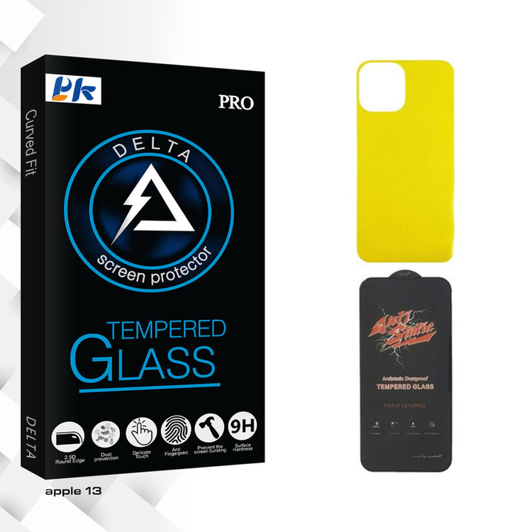 محافظ صفحه نمایش پی کی مدل Delta ANTI-STATIC مناسب برای گوشی موبایل اپل iPhone 13 به همراه محافظ پشت گوشی