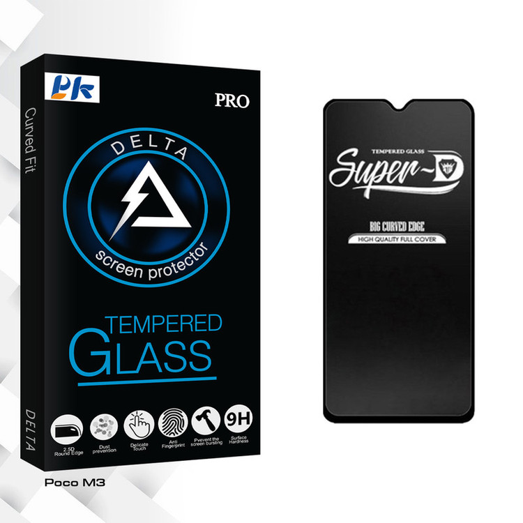 محافظ صفحه نمایش شیشه ای پی کی مدل Delta Glass Super-D مناسب برای گوشی موبایل شیائومی Poco M3