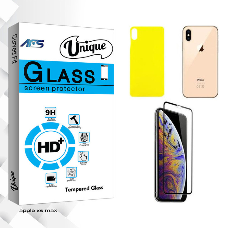 محافظ صفحه نمایش شیشه ای ای اف اس مدل Unique مناسب برای گوشی موبایل اپل iPhone Xs max به همراه محافظ پشت گوشی