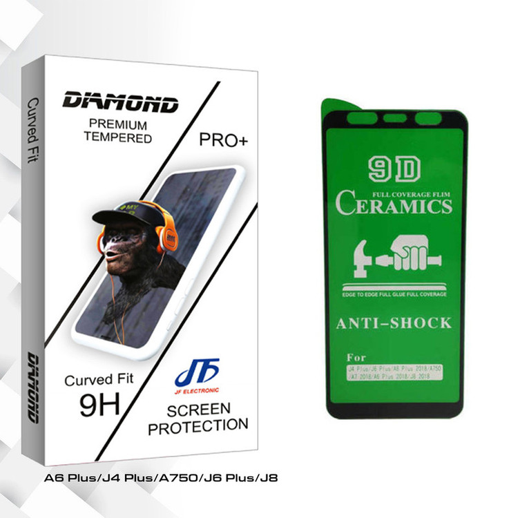 محافظ صفحه نمایش سرامیکی جی اف مدل Diamond glass مناسب برای گوشی موبایل سامسونگ A6 Plus/J4 Plus/A750/J6 Plus/J8