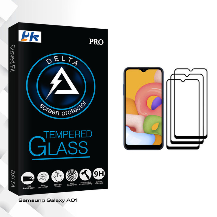 محافظ صفحه نمایش پی کی مدل Delta Glass مناسب برای گوشی موبایل سامسونگ Galaxy A01 بسته سه عددی