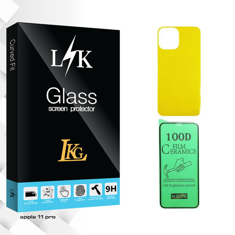 محافظ صفحه نمایش سرامیکی ال کا جی مدل LK مناسب برای گوشی موبایل اپل iPhone 11 Pro به همراه محافظ پشت گوشی
