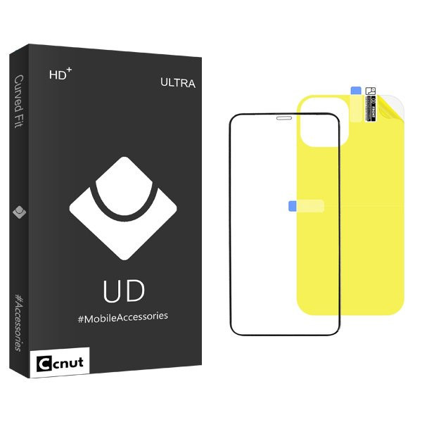 محافظ صفحه نمایش شیشه ای کوکونات مدل UDB مناسب برای گوشی موبایل اپل iPhone 11 Pro به همراه محافظ پشت گوشی