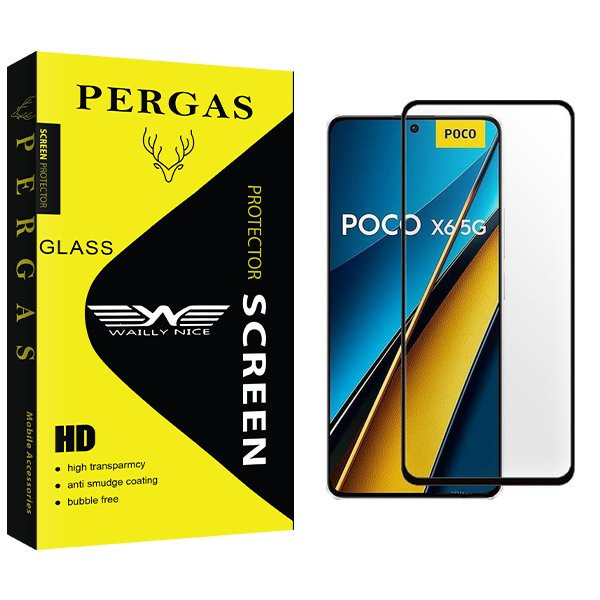 محافظ صفحه نمایش شیشه ای وایلی نایس مدل Pergas FullGlue مناسب برای گوشی موبایل شیائومی poco x6