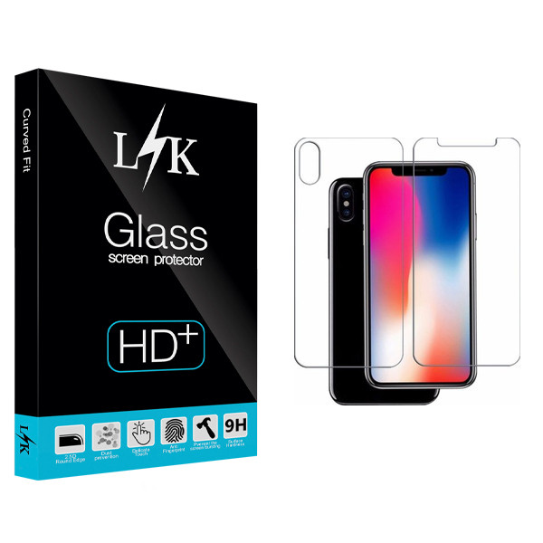 محافظ صفحه نمایش و پشت گوشی شیشه ای ال کی مدل Hard glass مناسب برای گوشی اپل Iphone X