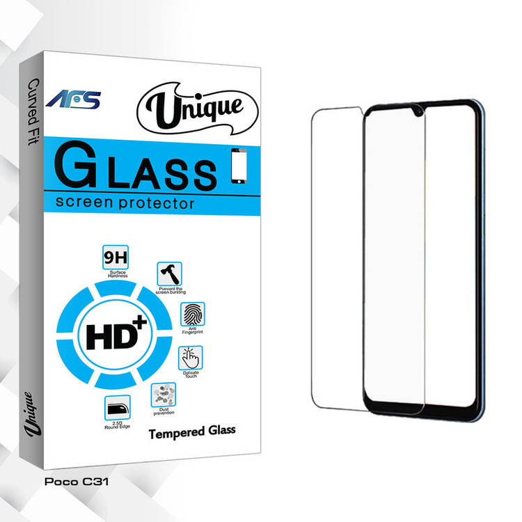 محافظ صفحه نمایش شیشه ای ای اف اس مدل Unique Glass مناسب برای گوشی موبایل شیائومی Poco C31