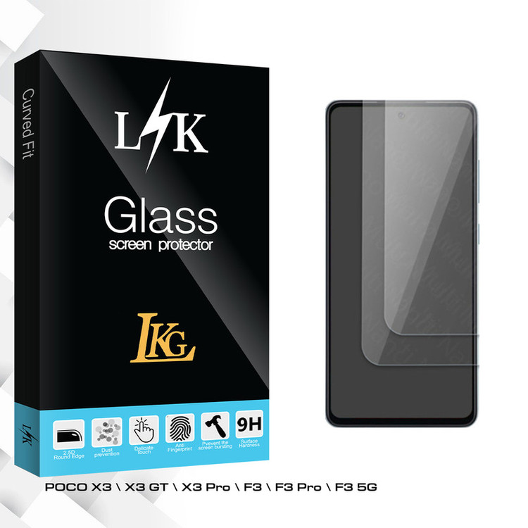 محافظ صفحه نمایش شیشه ای ال کا جی مدل LK Glass مناسب برای گوشی موبایل شیائومی POCO X3 \ X3 GT \ X3 Pro \ F3 \ F3 Pro \ F3 5G بسته دو عددی
