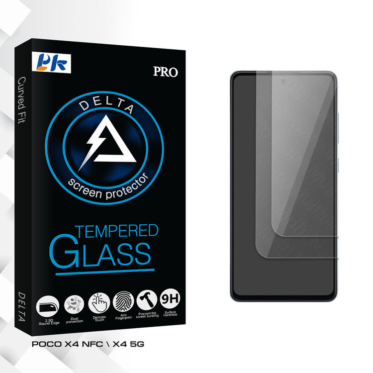 محافظ صفحه نمایش شیشه ای پی کی مدل Delta Glass مناسب برای گوشی موبایل شیائومی POCO X4 NFC \ X4 5G بسته دو عددی