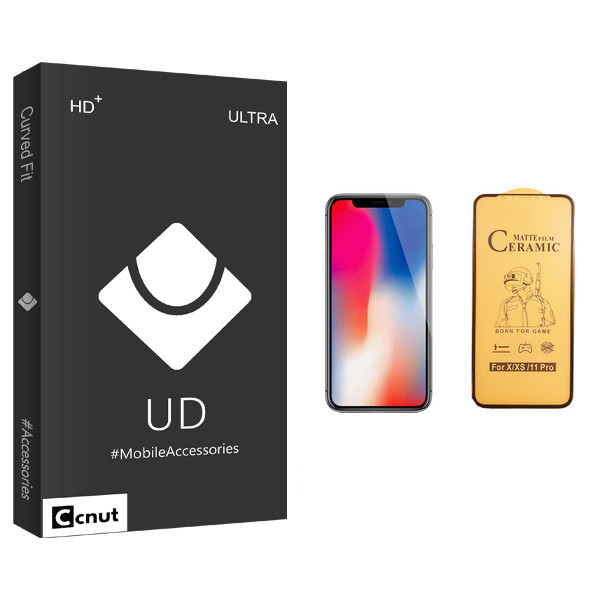 محافظ صفحه نمایش سرامیکی کوکونات مدل UD Black مناسب برای گوشی موبایل اپل iPhone X