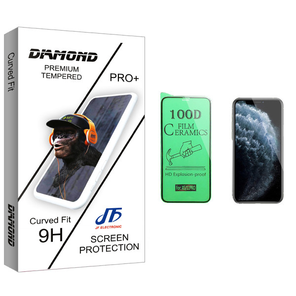 محافظ صفحه نمایش سرامیکی جی اف مدل Diamond glass مناسب برای گوشی موبایل اپل iPhone X