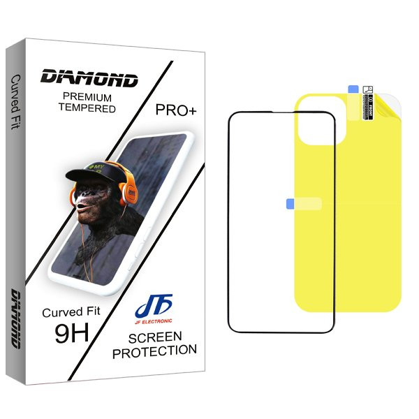 محافظ صفحه نمایش شیشه ای جی اف مدل Diamond مناسب برای گوشی موبایل اپل iPhone 15 Pro Max  به همراه محافظ پشت گوشی