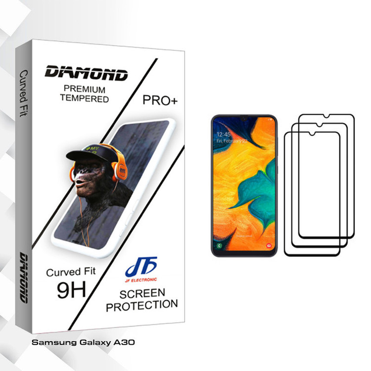 محافظ صفحه نمایش جی اف مدل Diamond glass مناسب برای گوشی موبایل سامسونگ Galaxy A30 بسته سه عددی