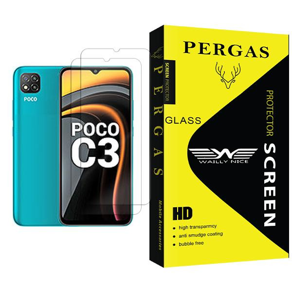 محافظ صفحه نمایش وایلی نایس مدل Pergas Glass MIX002 مناسب برای گوشی موبایل شیائومی Poco C3 بسته دو عددی
