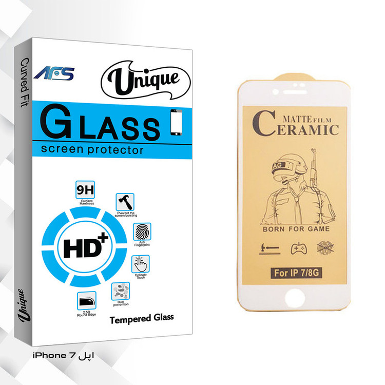 محافظ صفحه نمایش سرامیکی ای اف اس مدل Unique Glass مناسب برای گوشی موبایل اپل iPhone 7