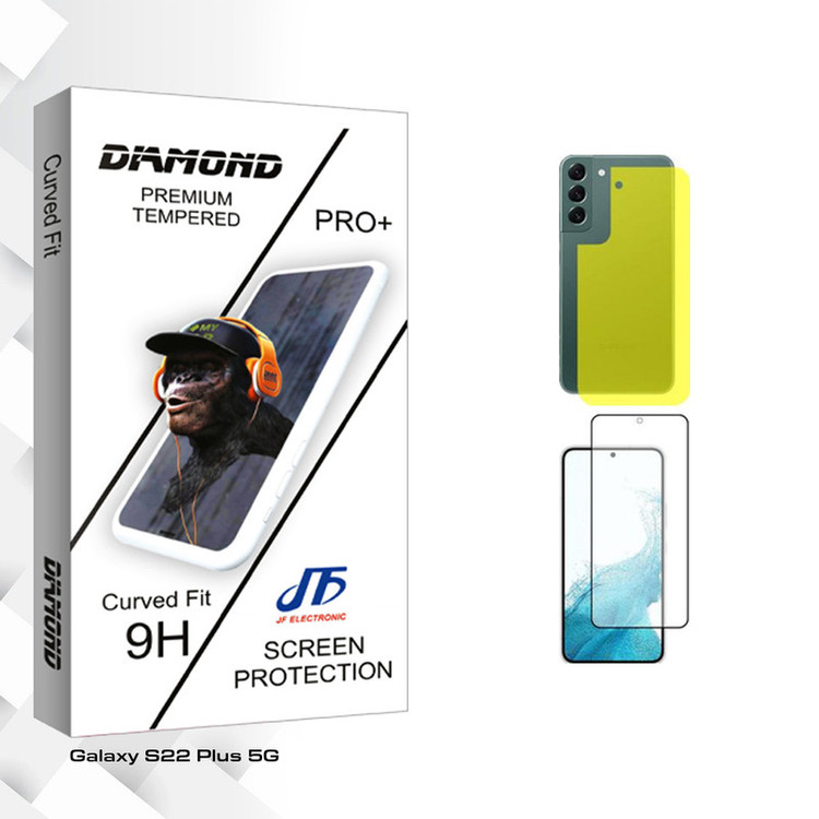 محافظ صفحه نمایش شیشه ای جی اف مدل Diamond Glass مناسب برای گوشی موبایل سامسونگ Galaxy S22 Plus 5G به همراه محافظ پشت گوشی