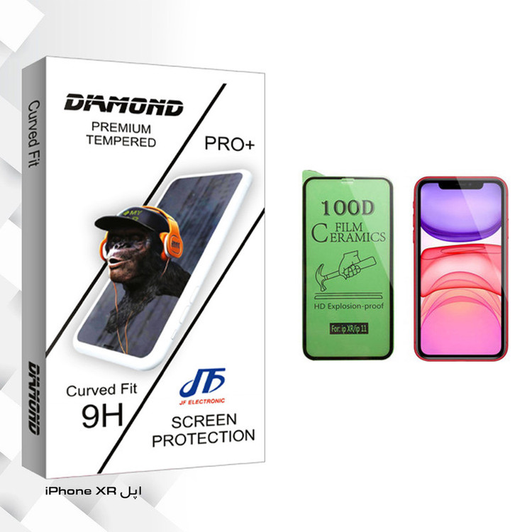 محافظ صفحه نمایش سرامیکی جی اف مدل Diamond glass مناسب برای گوشی موبایل اپل iPhone XR