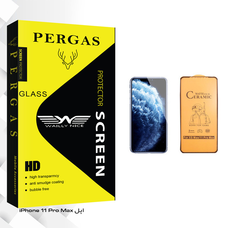 محافظ صفحه نمایش سرامیکی وایلی نایس مدل Pergas Glass مناسب برای گوشی موبایل اپل iPhone 11 Pro Max
