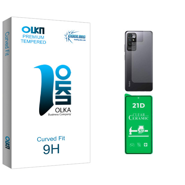 محافظ صفحه نمایش سرامیکی کولینگ مدل Olka Glass مناسب برای گوشی موبایل شیائومی Redmi Note 11 4G به همراه محافظ پشت گوشی