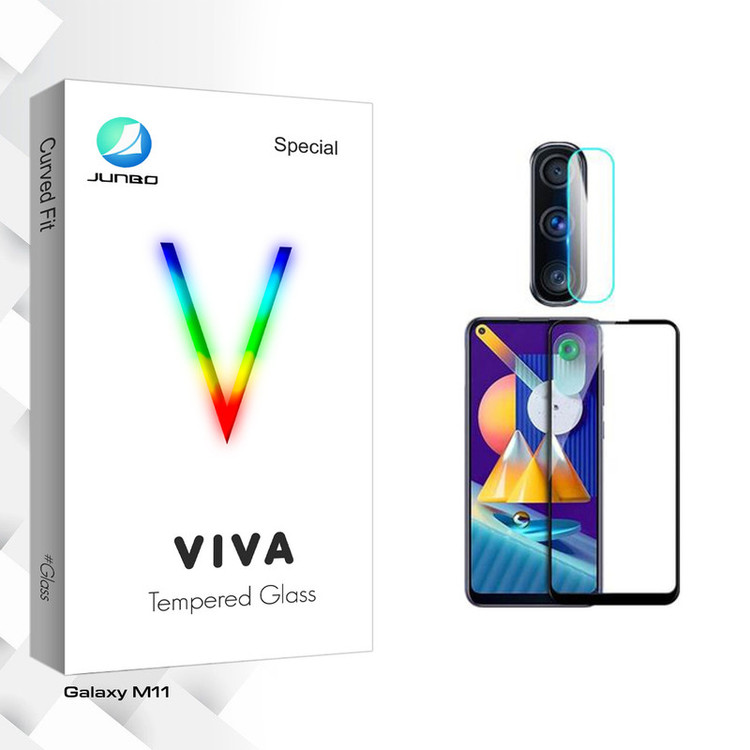 محافظ صفحه نمایش شیشه ای جانبو مدل Viva Pro مناسب برای گوشی موبایل سامسونگ Galaxy M11 به همراه محافظ لنز گوشی