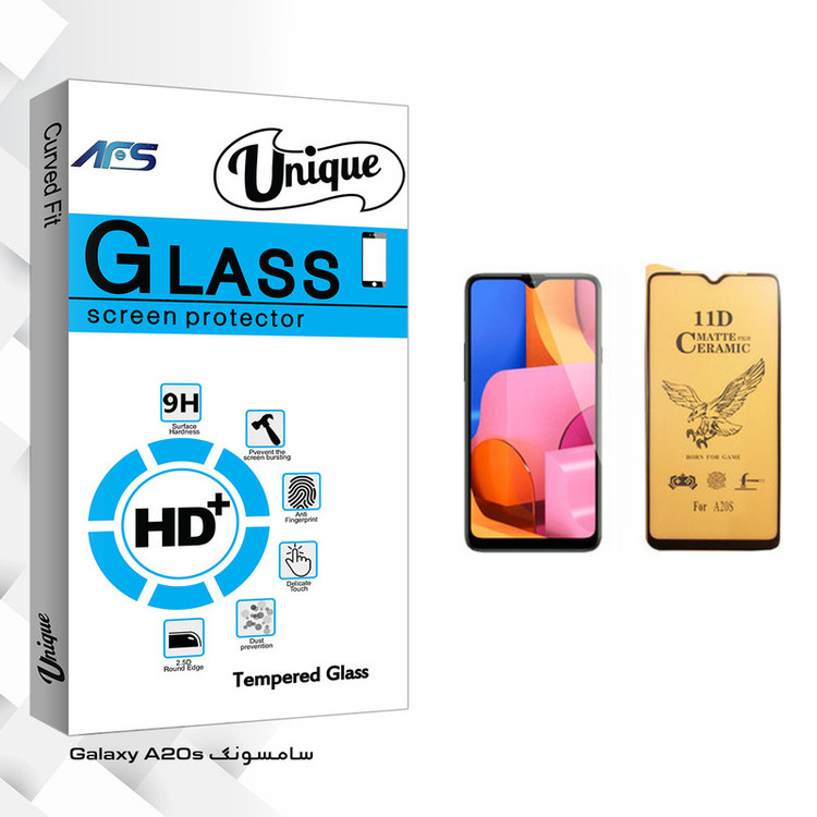 محافظ صفحه نمایش سرامیکی ای اف اس مدل Unique Glass مناسب برای گوشی موبایل سامسونگ Galaxy A20s