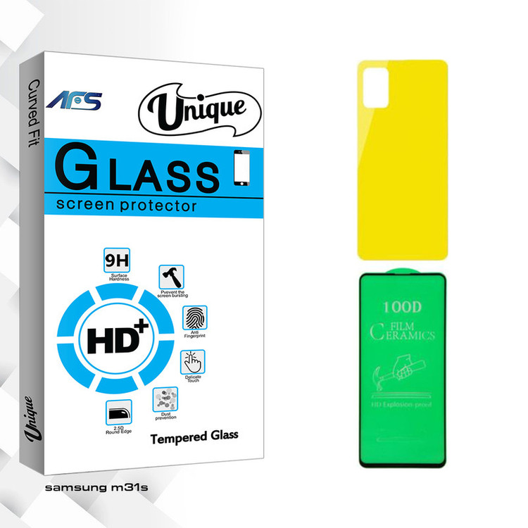 محافظ صفحه نمایش سرامیکی ای اف اس مدل Unique مناسب برای گوشی موبایل سامسونگ Galaxy M31s به همراه محافظ پشت گوشی