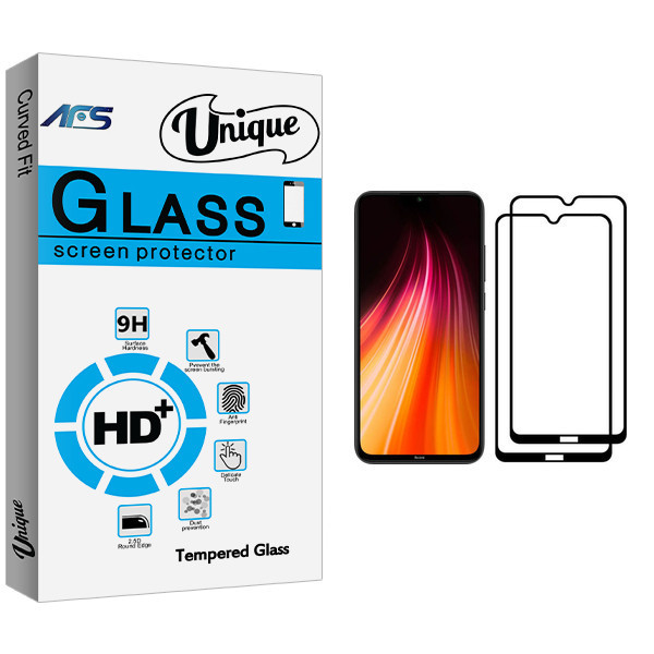 محافظ صفحه نمایش ای اف اس مدل Unique Glass مناسب برای گوشی موبایل شیائومی Redmi Note 8 بسته دو عددی