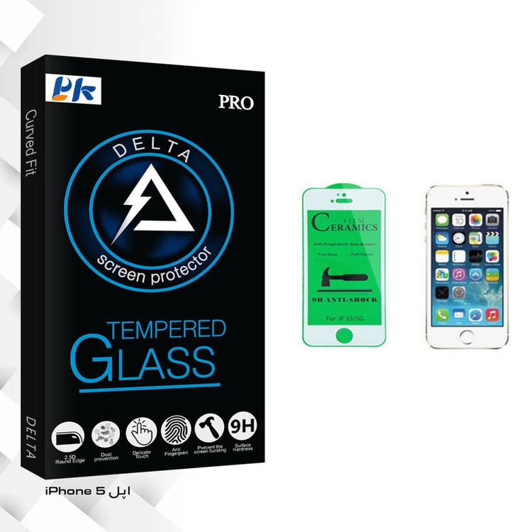 محافظ صفحه نمایش سرامیکی پی کی مدل Delta Glass مناسب برای گوشی موبایل اپل iPhone 5