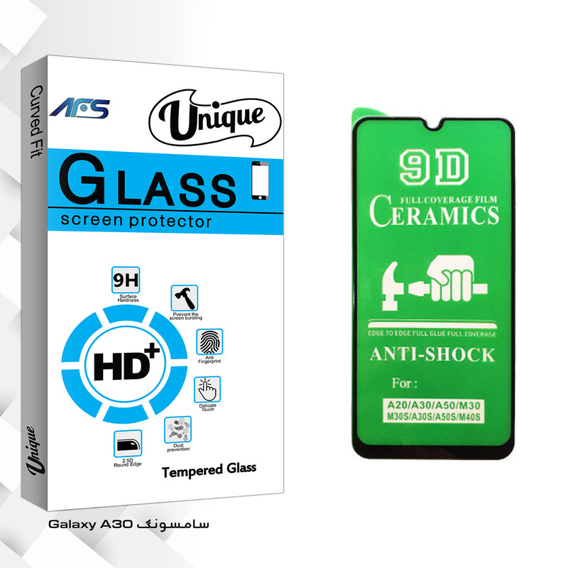 محافظ صفحه نمایش سرامیکی ای اف اس مدل Unique Glass مناسب برای گوشی موبایل سامسونگ Galaxy A30