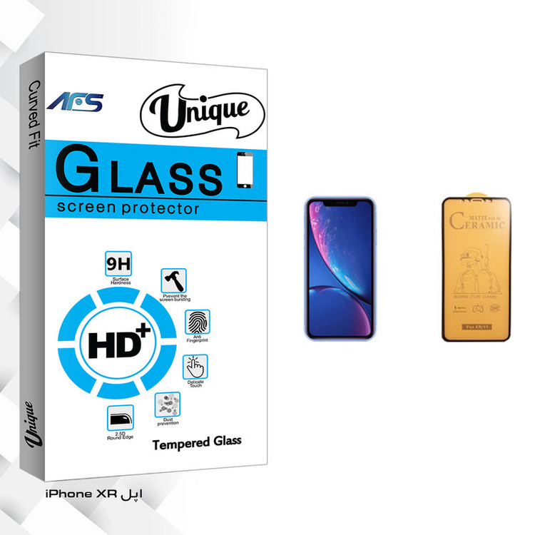 محافظ صفحه نمایش سرامیکی ای اف اس مدل Unique Glass مناسب برای گوشی موبایل اپل iPhone XR