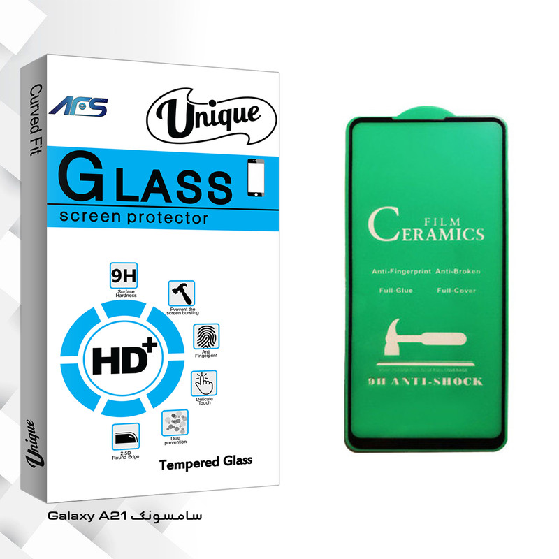 محافظ صفحه نمایش سرامیکی ای اف اس مدل Unique Glass مناسب برای گوشی موبایل سامسونگ Galaxy A21
