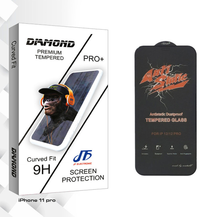 محافظ صفحه نمایش جی اف مدل Diamond Glass ANTI-STATIC مناسب برای گوشی موبایل اپل iPhone 11 pro