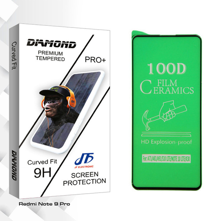 محافظ صفحه نمایش جی اف مدل Diamond glass مناسب برای گوشی موبایل شیائومی Redmi Note 9 pro