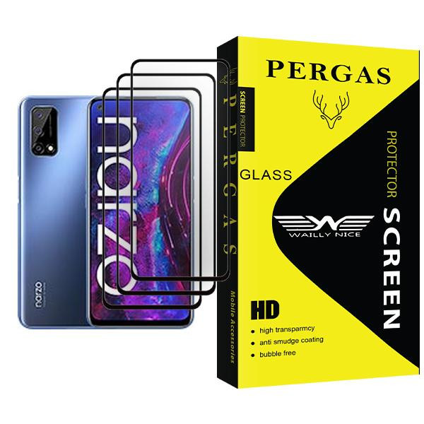 محافظ صفحه نمایش وایلی نایس مدل Pergas Glass MIX003 مناسب برای گوشی موبایل ریلمی Narzo 30 Pro 5G بسته سه عددی