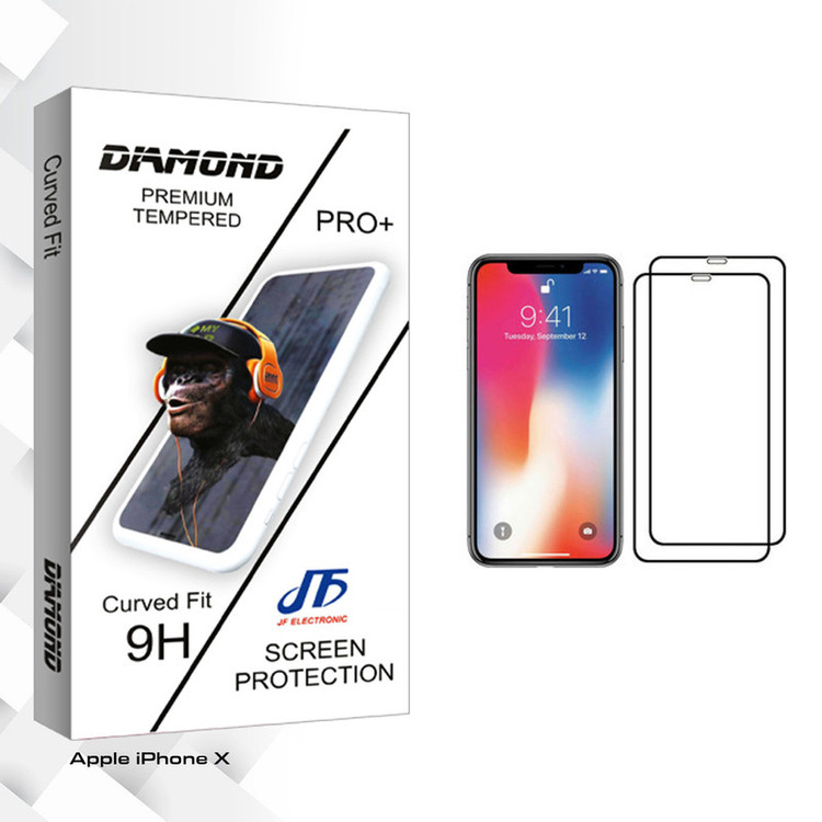 محافظ صفحه نمایش جی اف مدل Diamond glass مناسب برای گوشی موبایل اپل iPhone X بسته دو عددی