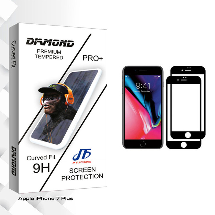 محافظ صفحه نمایش جی اف مدل Diamond glass مناسب برای گوشی موبایل اپل iPhone 7 Plus بسته دو عددی