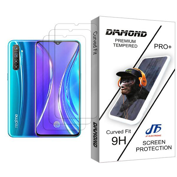 محافظ صفحه نمایش جی اف مدل Diamond Glass MIX003 مناسب برای گوشی موبایل ریلمی X2 بسته سه عددی