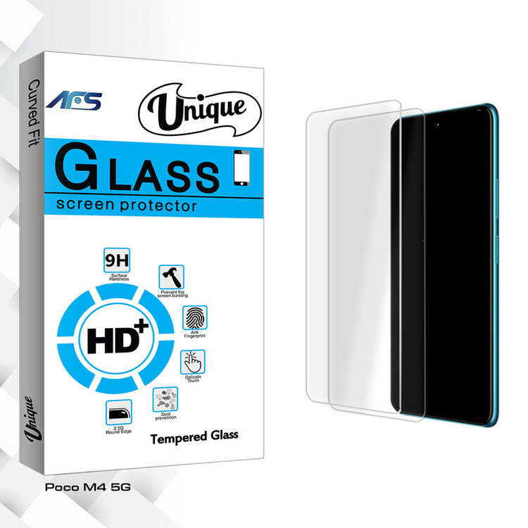 محافظ صفحه نمایش شیشه ای ای اف اس مدل Unique Glass MIX2 مناسب برای گوشی موبایل شیائومی Poco M4 5G بسته دو عددی