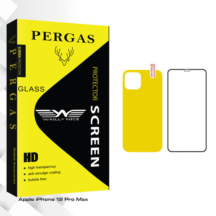 محافظ صفحه نمایش و پشت گوشی وایلی نایس مدل Pergas Glass مناسب برای گوشی موبایل اپل iPhone 12 Pro Max