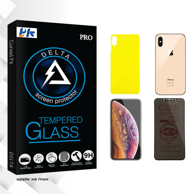 محافظ صفحه نمایش حریم شخصی پی کی مدل Delta مناسب برای گوشی موبایل اپل iPhone XS Max به همراه محافظ پشت گوشی