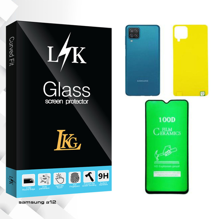 محافظ صفحه نمایش سرامیکی ال کا جی مدل LK مناسب برای گوشی موبایل سامسونگ Galaxy A12 به همراه محافظ پشت گوشی