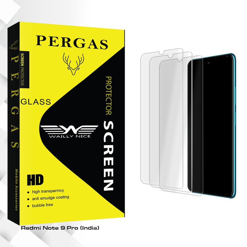 محافظ صفحه نمایش وایلی نایس مدل Pergas Glass MIX01 مناسب برای گوشی موبایل شیائومی Redmi Note 9 Pro (India) بسته سه عددی