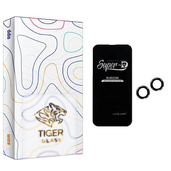 محافظ صفحه نمایش تایگر گلس مدل APL2 SuperD مناسب برای گوشی موبایل اپل iPhone 14  به همراه محافظ لنز گوشی