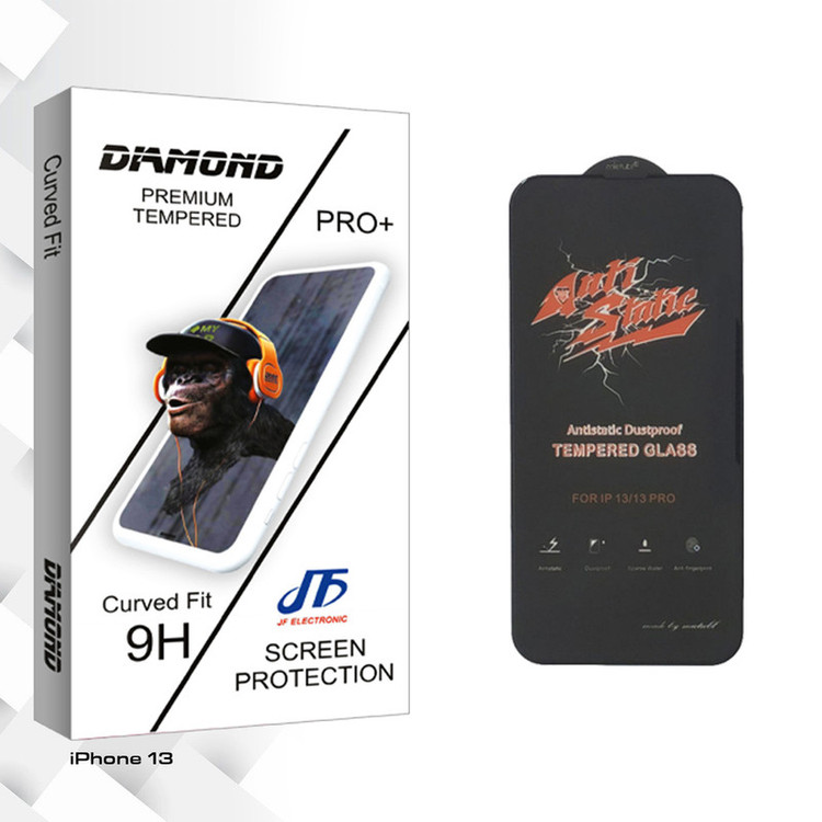 محافظ صفحه نمایش جی اف مدل Diamond Glass ANTI-STATIC مناسب برای گوشی موبایل اپل iPhone 13