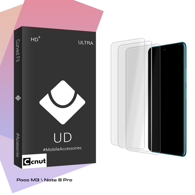 محافظ صفحه نمایش شیشه ای کوکونات مدل UDB Ultra MIX3 مناسب برای گوشی موبایل شیائومی Poco M3 \ Note 8 Pro بسته سه عددی