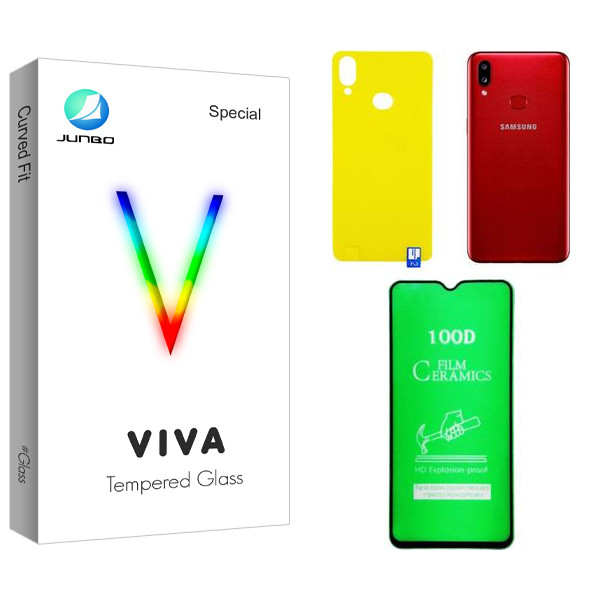 محافظ صفحه نمایش سرامیکی جانبو مدل Viva  مناسب برای گوشی موبایل سامسونگ Galaxy A10s  به همراه محافظ پشت گوشی